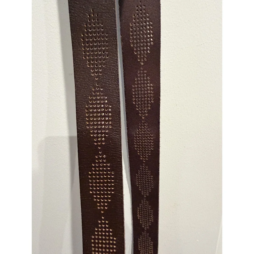 Lucky Brand Men's Size 42 Dark Brown 100% Genuine Leather Perforated Belt